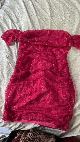 Amazon Pink Shiny Sequin Glitter Dress