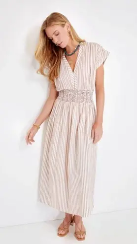 ๐MIRTH๐ Granada Dress ~ Bronze Stripe Print Medium Tan