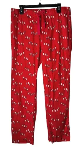 J.Crew  Pajama Pants Women Medium Red Penguin Print Cotton Drawstring Loungewear - Image 1