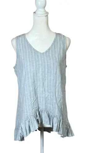 Goddess Gear Blue Stripe Hemp Organic Cotton Top Sleeveless Hi
