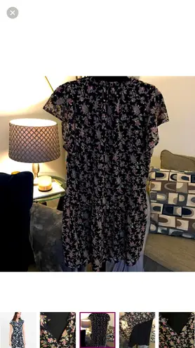 The Loft OVERSIZED FLOUNCE DRESS WITH GOLD METALLIC SPECKS