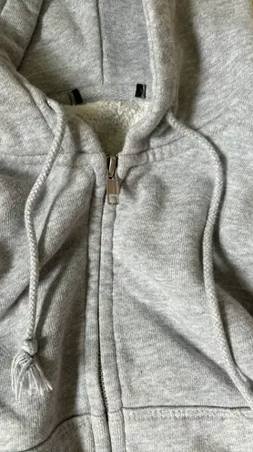 Brandy Melville Gray 1/4 Zip Cropped Hoodie