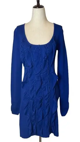 Jump Girl Royal Blue Long Sleeve Ruffle Mini Sheath Dress Size S