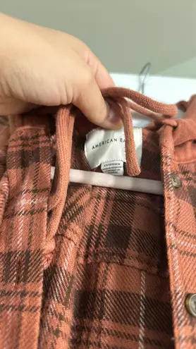 American Eagle Maroon Flannel Hoodie