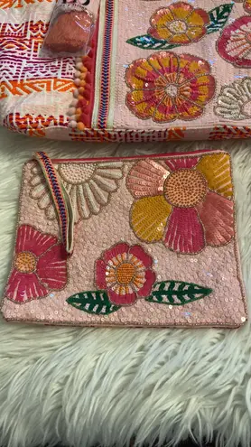 America & Beyond Embellished Tote (NWT with two pouches brand new with Pink