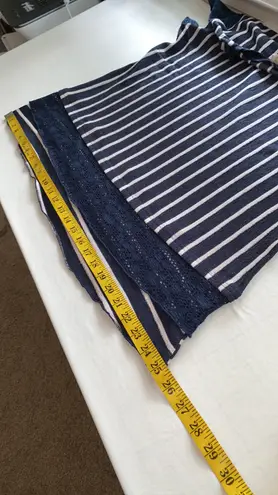 Suzanne Betro Weekend tunic blouse short lace sleeves stripes Size XLarge NWT