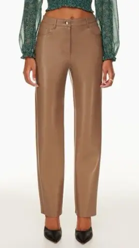Wilfred Aritzia Melina Straight Leg Vegan Leather Pants in Light Brown Size 6
