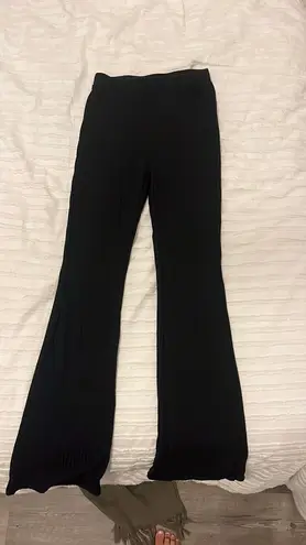 SheIn Flare Leg Rib Knit Pants Black Size XS