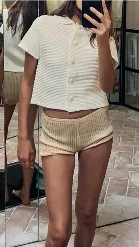 ZARA  | Peter Pan collar snap button knit top - Image 1