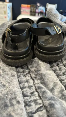 ALOHAS NICO BLACK LEATHER SANDALS