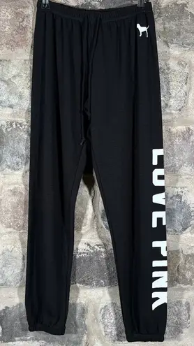 VS Pink Athletic Pants Joggers Woman's XS Black White Spellout Lightweight