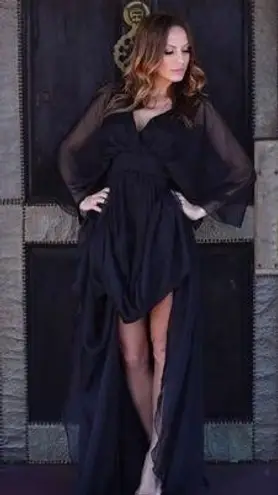 Lotus Threads new 𑁍 Lace Romper Overlay Gown Cocktail Maxi Dress 𑁍 Edgy Chic