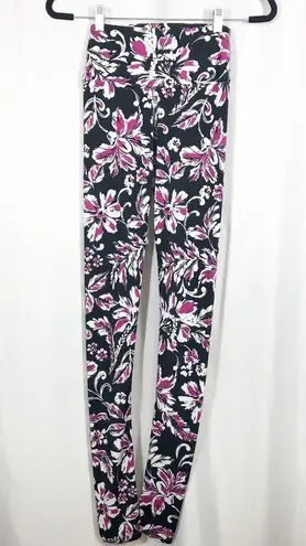 Savage Swim OG Custom High Rise Leggings Tights: Floral Tropical Hawaiian Aloha Black Size XS