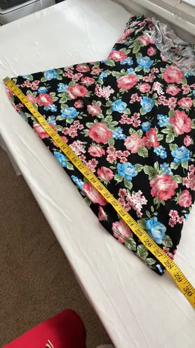 easel blouse cold shoulder short sleeve floral print ruffled loose fit Sz large