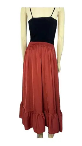 Elle Asymmetrical wrap effect ruffled midi skirt size medium