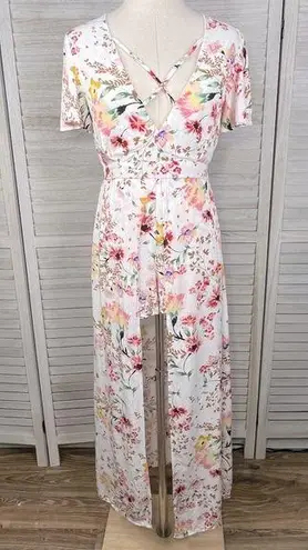 Giani Bernini Walkthrough Maxi Dress/Shortie Romper White/Floral-Small