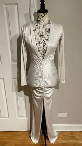 Vintage y2k Draped V deep plunge long sleeve Duster Oversized Top