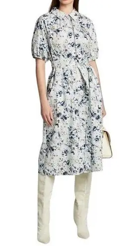 Jason Wu Blurred Poplin Belted Shirt Dress Blue Size 4