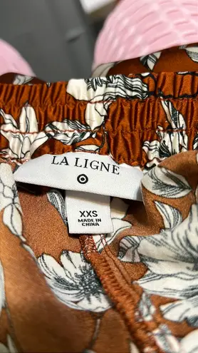 La Ligne x Target Floral Wide Leg Trousers Brown Printed Satin Pull-On Pants