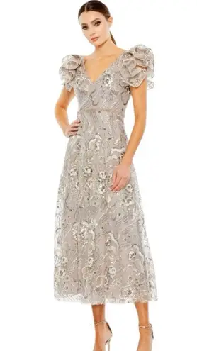 Mac Duggal NWT Embellished Ruffled Cap Sleeve A Line Women’s Dress Sz 14 #68262