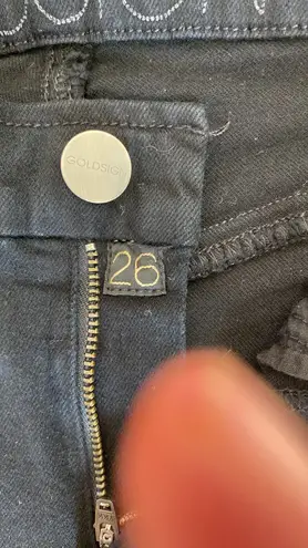 GOLDSIGN Virtual Mid Rise Skinny Ankle Jeans in Black Size 26 Inseam 26"