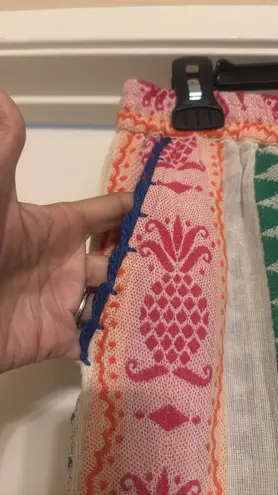 Farm Rio Colorful Pineapple Jacquard Pants with Tassel