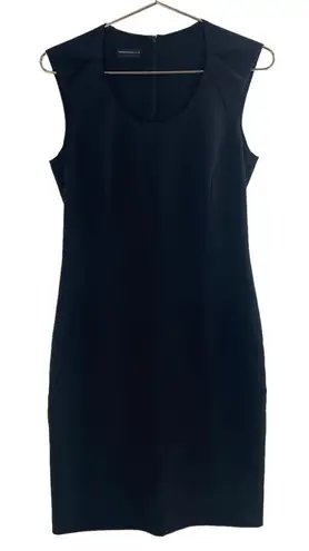 Emporio Armani Sz 4 Italian Sheath Dress Black Gathered Front Old Money Preppy