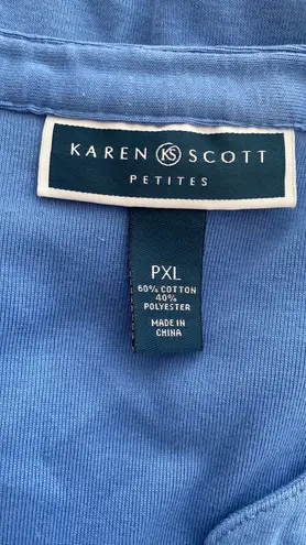 Karen Scott Petites blouse 3/4 sleeves deep V-neckline button decoration Sz XLP
