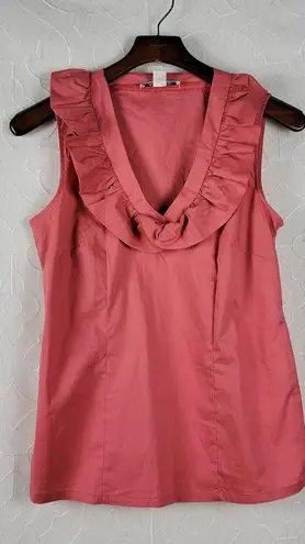 Katherine Barclay Womens Top Size M Coral Sleeveless Ruffles Side Zip Career