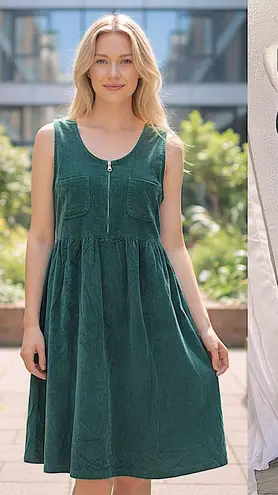 Norton Mcnaughton corduroy green fall dress size 10