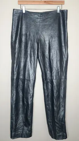 Vtg Ralph Lauren Collection Purple Label Gray Metallic Leather Pants 12 Flat