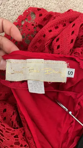 Jen's Pirate Booty Jen’s Pirate Booty red lace bell sleeve blouse S