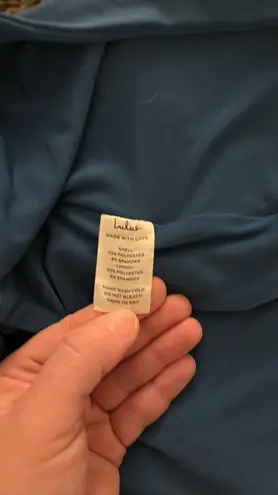 Lulus  Flawless Effect Dark Teal Slinky Knit Cowl Tie-Back Midi Dress - Image 5