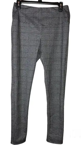 Alexander Jordan Tummy Control Leggings Plaid Leggings Black Grey Size Medium Black
