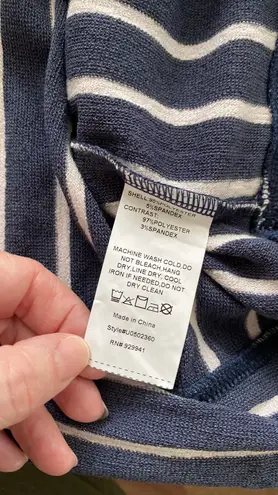 Suzanne Betro Weekend tunic blouse short lace sleeves stripes Size XLarge NWT