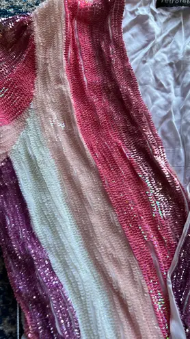 Retrofête Gabrielle Dress in Multi Pink Stripe