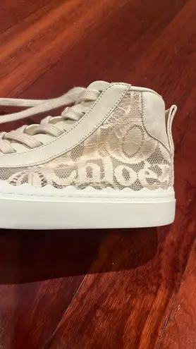 Chloé 🆕 Chloe | Lauren Lace Sneaker Hightop Cream 35 New