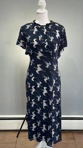 Hinge CLEARANCE! Blue Retro Bird Print Dress Size XS Dress Like New