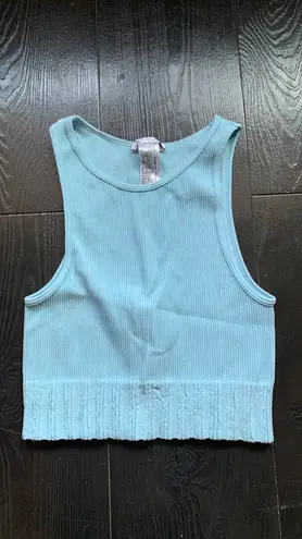 ZARA Ribbed Light Blue Crop Top