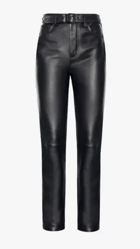 ANINE BING ππ Connor Pant ~ 100% Leather Belted Straight Leg Black Small S NWT