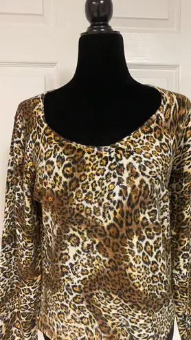 Capri longsleeves leopard sequins & beads sweater. Size large