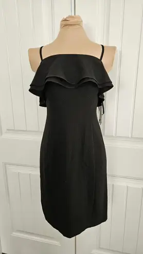 Karl Lagerfeld Little Black Dress Ruffle Top Adjustable Straps Size 4