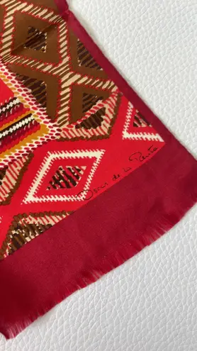 Oscar de la Renta Vintage Red Silk Scarf E135