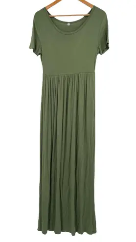 Olive Green Stretchy Maternity Baby Shower Pregnant Party Photos Maxi Dress M Size M