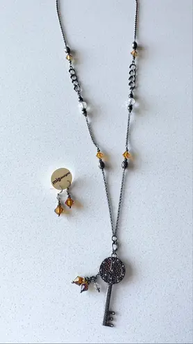 Boutique Dark Silver Orange Crystal Set
