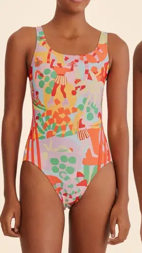 Farm Rio Adidas x Pearl Citrine One Piece Swimsuit Bathing Suit NWT Size 2