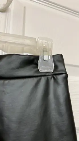 Just Quella Black Faux Leather Ruffle Hem Mini Skirt