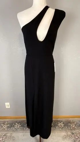 Alamour Womens Marta One Shoulder Cutout Maxi Gown Dress Size M Black Ponte Slit Size M