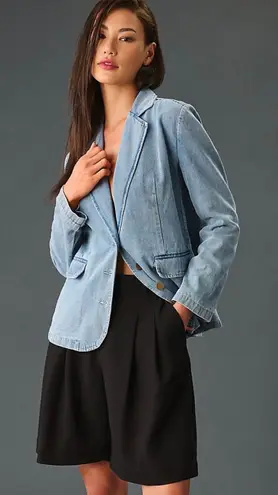 Anthropologie Dolan Left Coast Denim Boyfriend Blazer Jacket Women's Small Blue