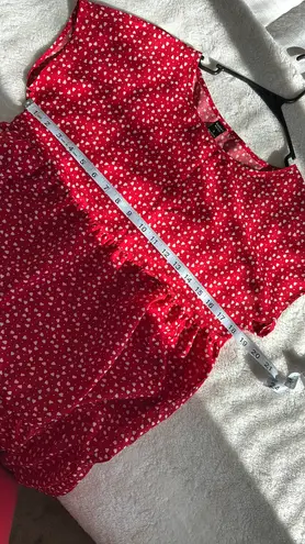 Emery Rose White Heart Print on Red Baby Doll Dress Size Small